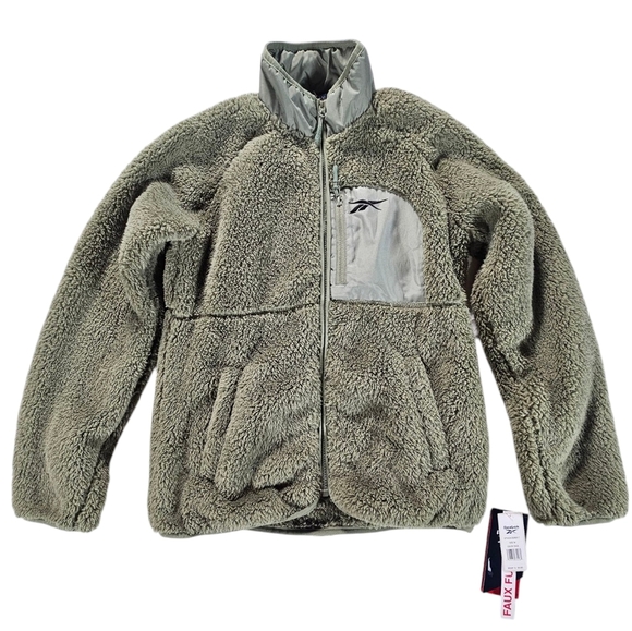 NWT Reebok Women's Olive Green Sherpa Fleece size Medium super soft - Picture 1 of 5